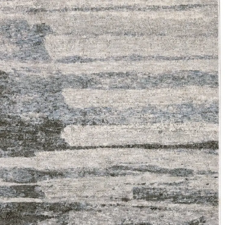 7' X 10' Gray And Ivory Abstract Area Rug With Fringe