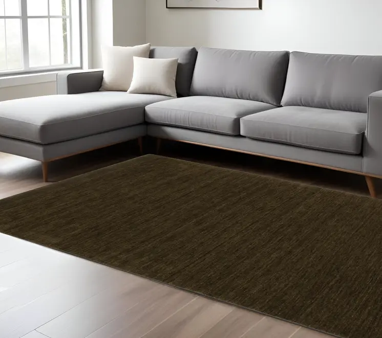 6' X 9' Brown Wool Hand Tufted Area Rug