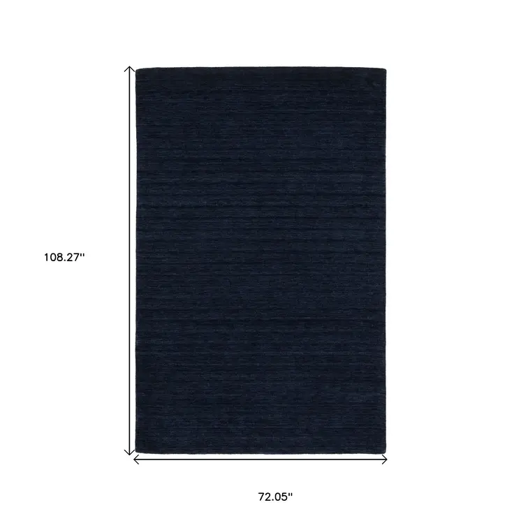 6' X 9' Navy Blue Wool Hand Tufted Area Rug