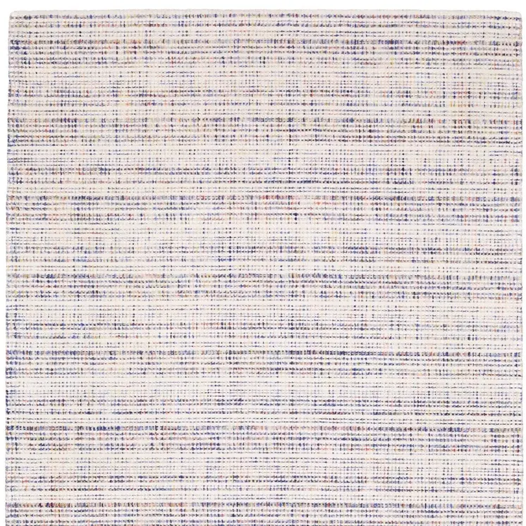 8' X 10' Ivory Blue And Yellow Striped Hand Tufted Area Rug