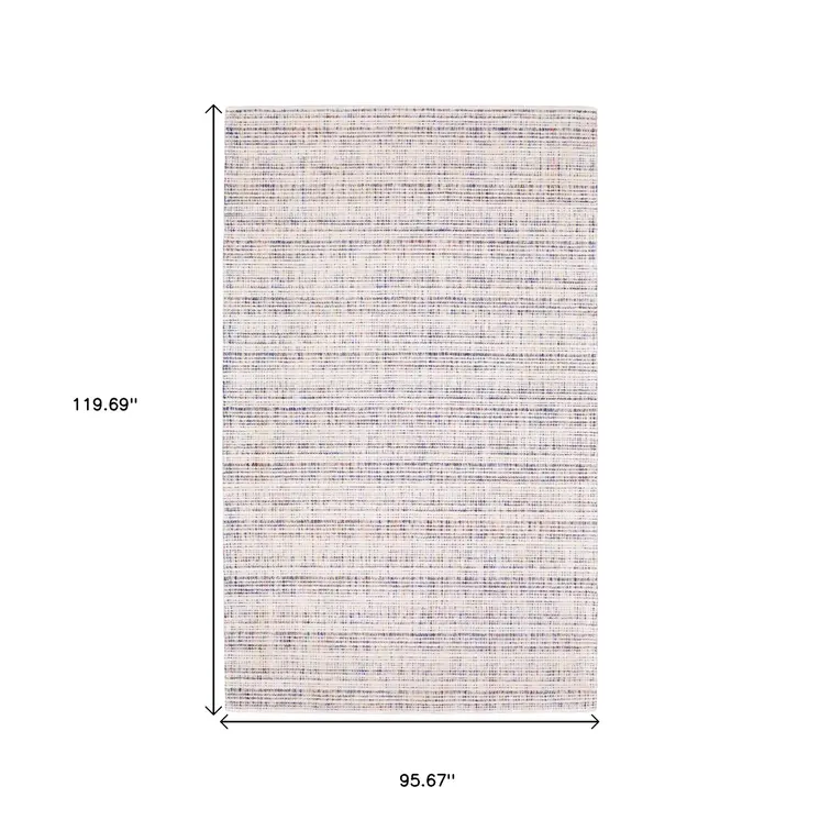 8' X 10' Ivory Blue And Yellow Striped Hand Tufted Area Rug