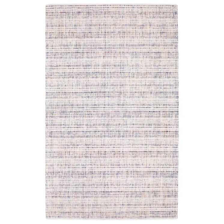 8' X 10' Ivory Blue And Yellow Striped Hand Tufted Area Rug