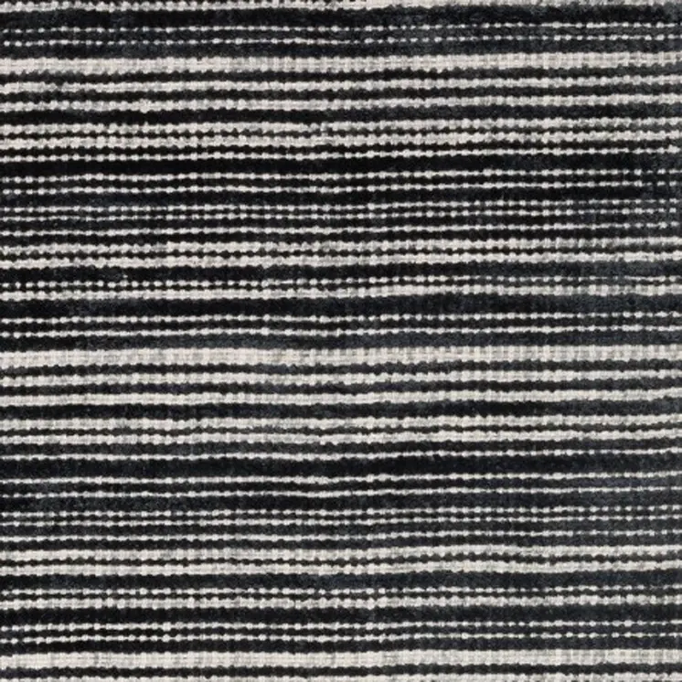 8' Black And Ivory Striped Hand Tufted Runner Rug