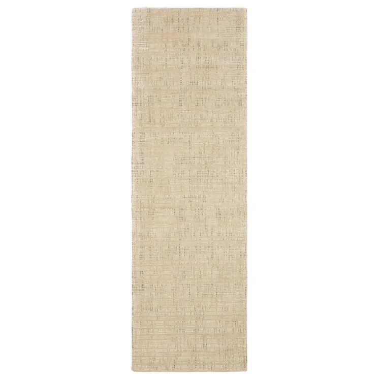 8' Beige And Ivory Striped Hand Tufted Runner Rug