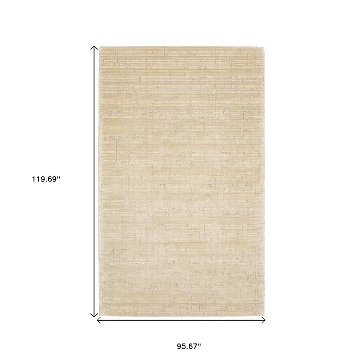 8' X 10' Beige And Ivory Striped Hand Tufted Area Rug