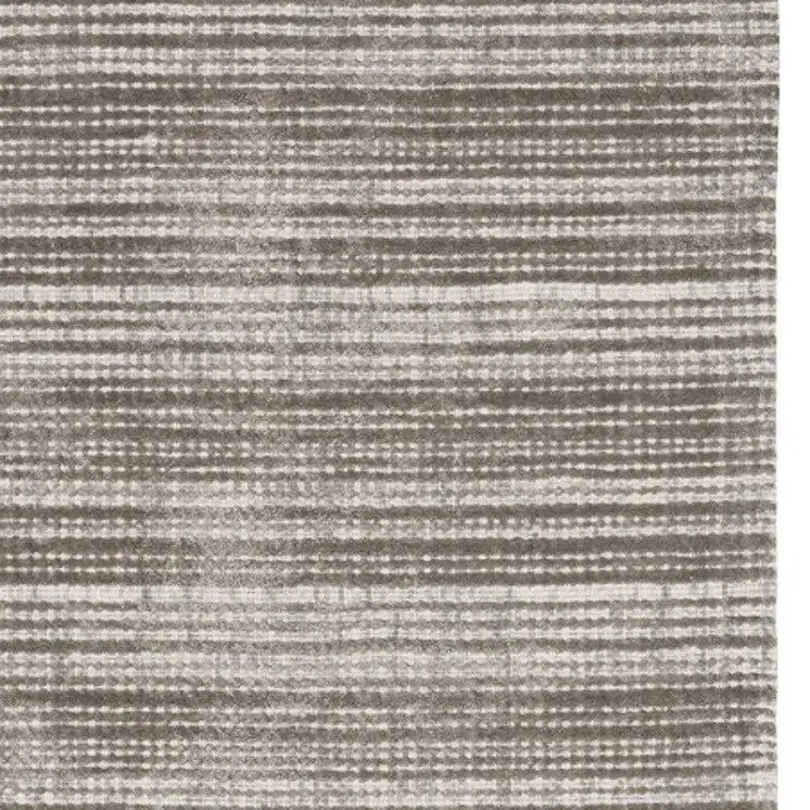 8' Gray And Ivory Striped Hand Tufted Runner Rug