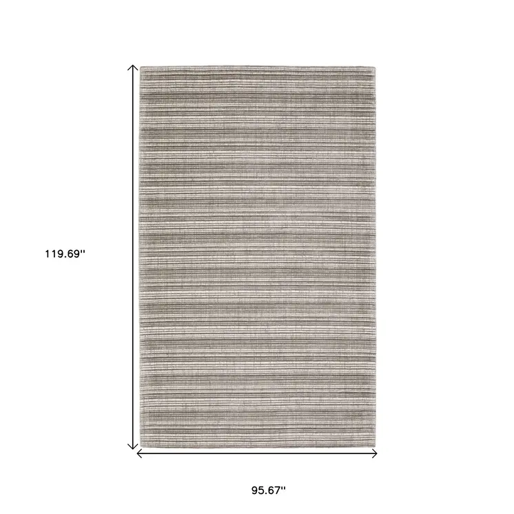 8' X 10' Gray And Ivory Striped Hand Tufted Area Rug