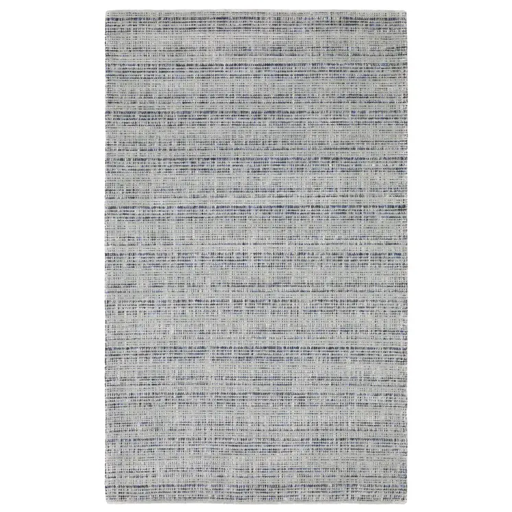 8' X 10' Gray And Blue Striped Hand Tufted Area Rug