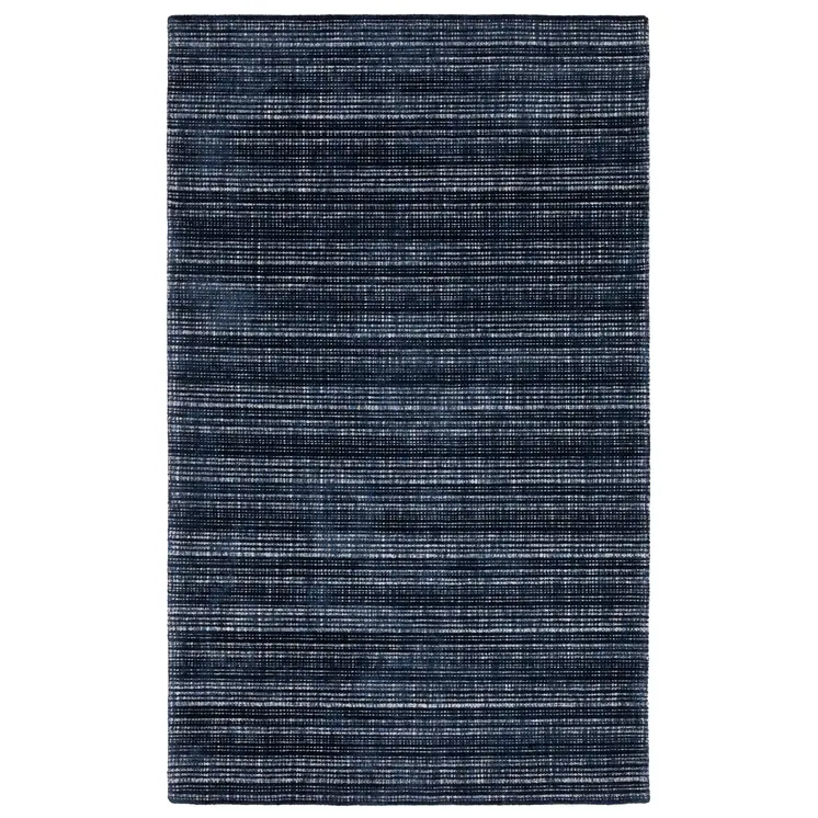 8' X 10' Navy Blue And Blue Striped Hand Tufted Area Rug