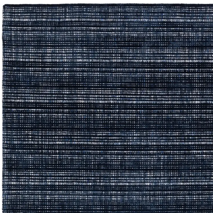 8' X 10' Navy Blue And Blue Striped Hand Tufted Area Rug