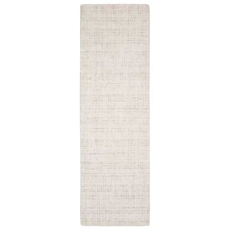 8' Ivory And Gray Striped Hand Tufted Runner Rug