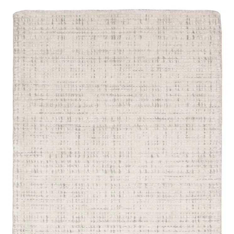 8' Ivory And Gray Striped Hand Tufted Runner Rug