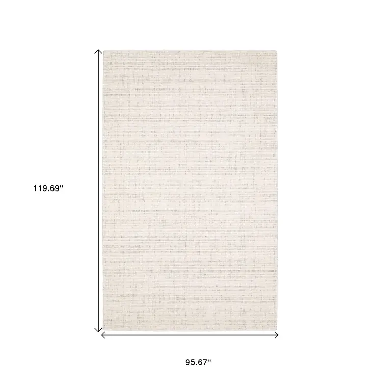 8' X 10' Ivory And Gray Striped Hand Tufted Area Rug