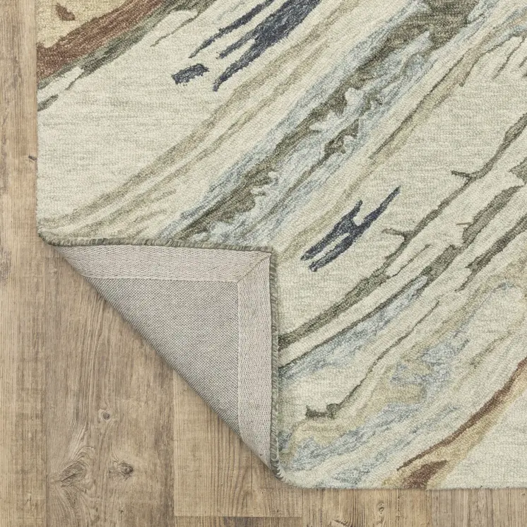 5' X 8' Gray And Blue Wool Abstract Hand Tufted Area Rug