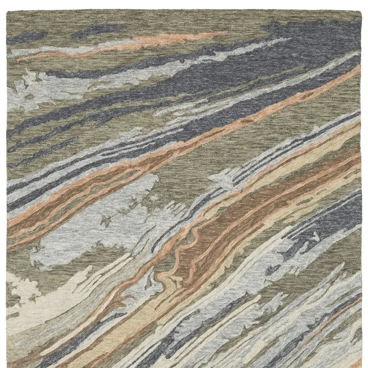5' X 8' Gray And Blue Wool Abstract Hand Tufted Area Rug