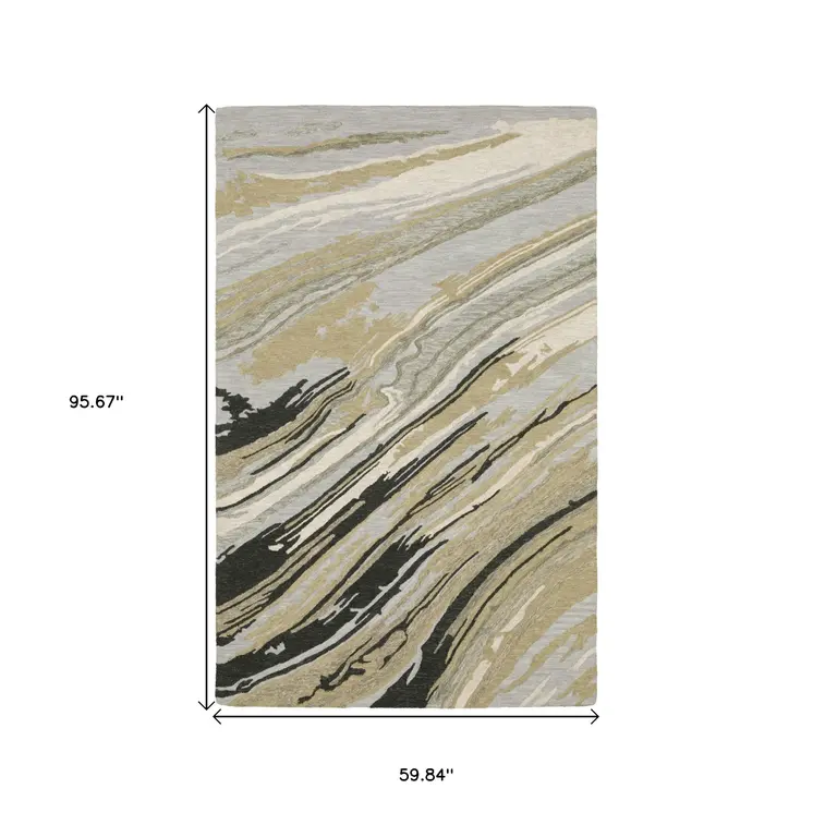 5' X 8' Gray Wool Abstract Hand Tufted Area Rug