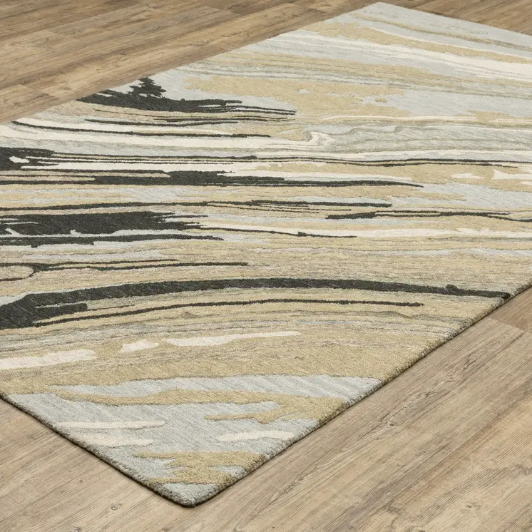 5' X 8' Gray Wool Abstract Hand Tufted Area Rug
