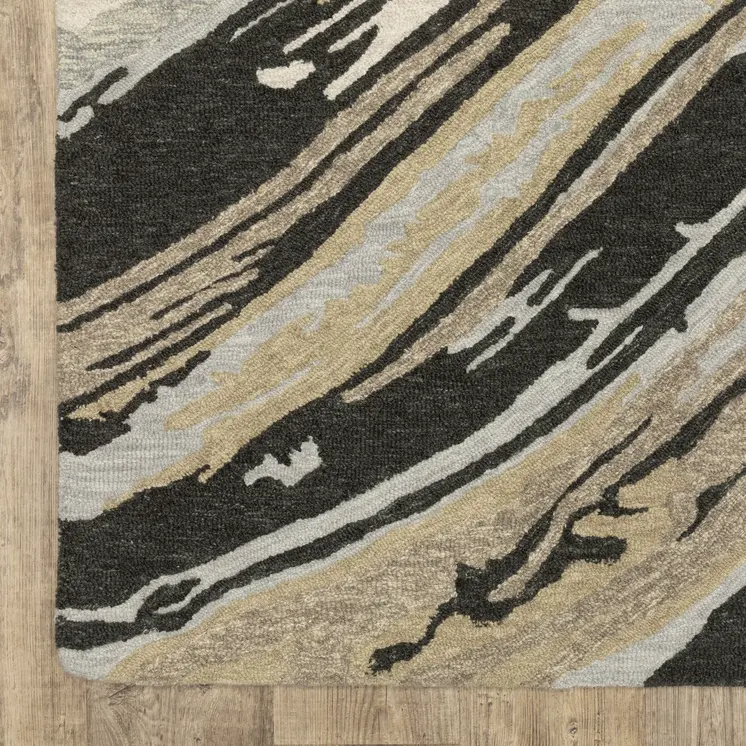 5' X 8' Gray Wool Abstract Hand Tufted Area Rug