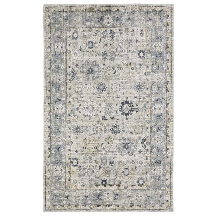 6' X 9' Gray And Blue Oriental Hand Tufted Area Rug