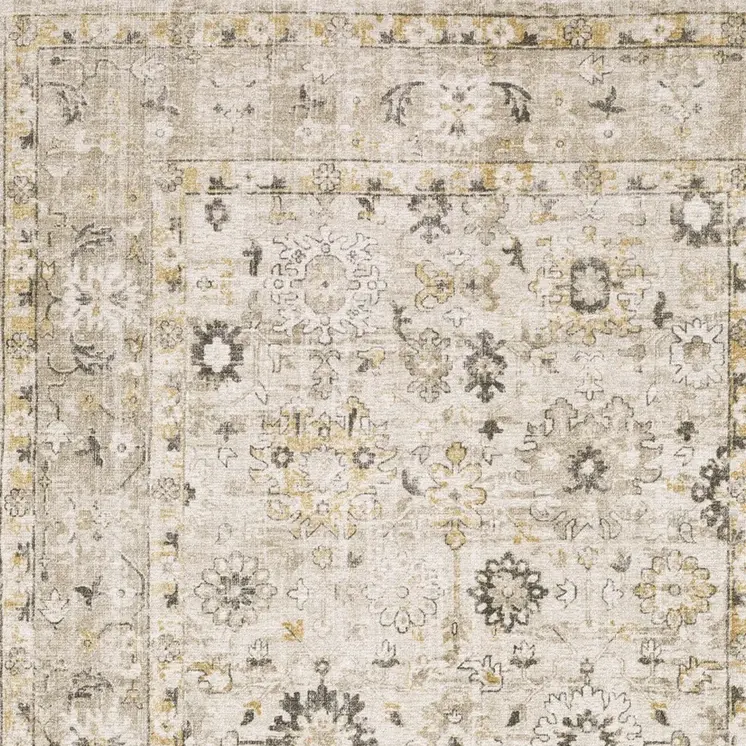 6' X 9' Beige And Gold Oriental Hand Tufted Area Rug
