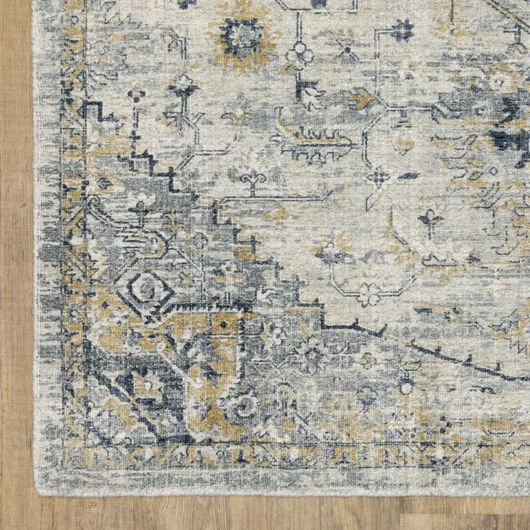 6' X 9' Gray And Gold Medallion Hand Tufted Area Rug
