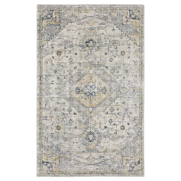 6' X 9' Gray And Gold Medallion Hand Tufted Area Rug