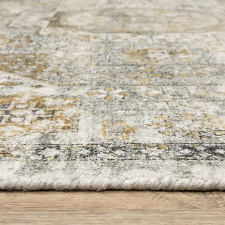 6' X 9' Gray And Gold Medallion Hand Tufted Area Rug