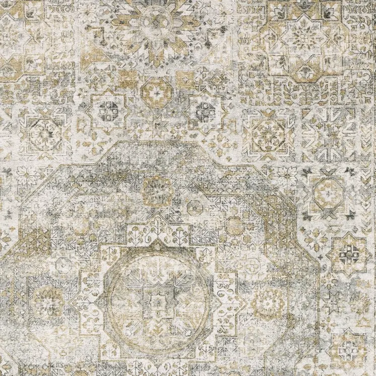 6' X 9' Gray And Gold Medallion Hand Tufted Area Rug
