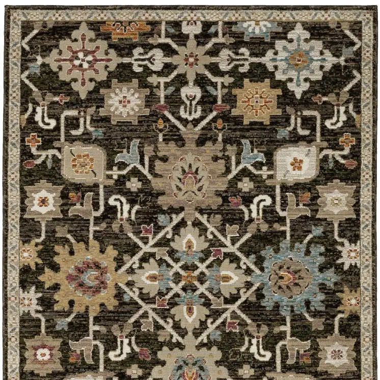 3' X 5' Brown Black And Tan Oriental Area Rug