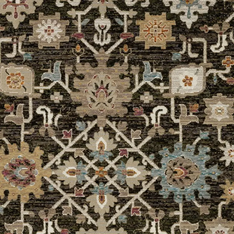 3' X 5' Brown Black And Tan Oriental Area Rug