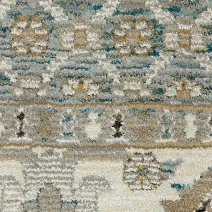 3' X 5' Blue And Ivory Oriental Area Rug