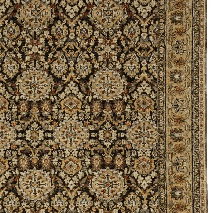 3' X 5' Brown And Gold Oriental Area Rug