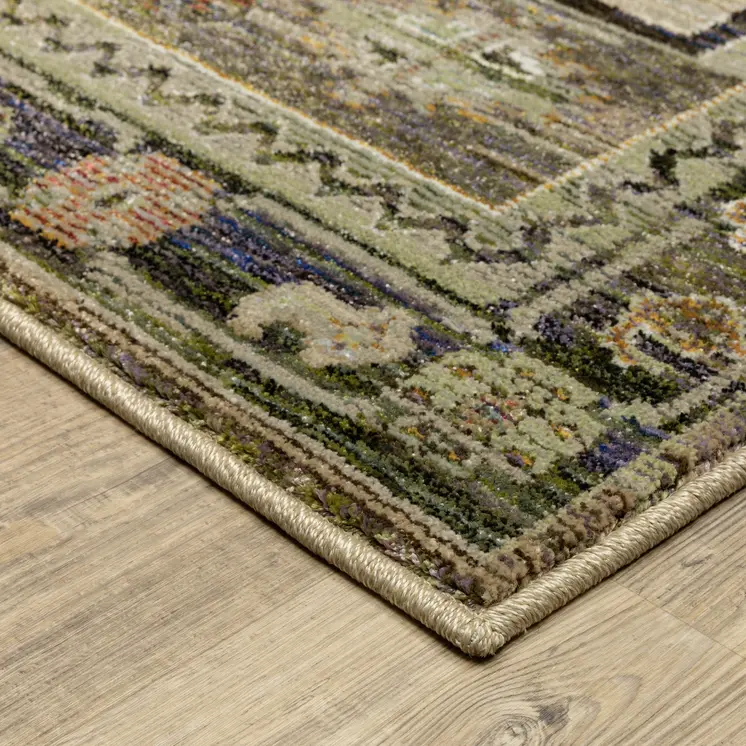 3' X 5' Gray And Green Tribal Area Rug
