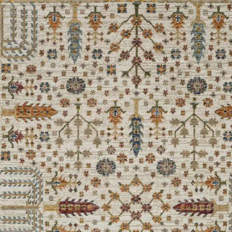 3' X 5' Ivory And Gold Oriental Area Rug