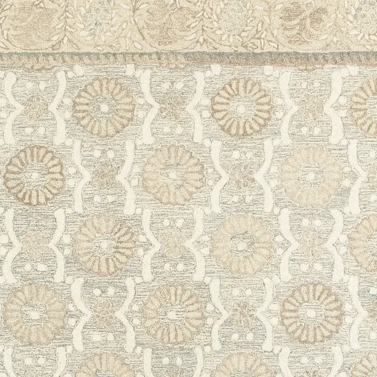 5' X 8' Sand Wool Floral Hand Tufted Area Rug