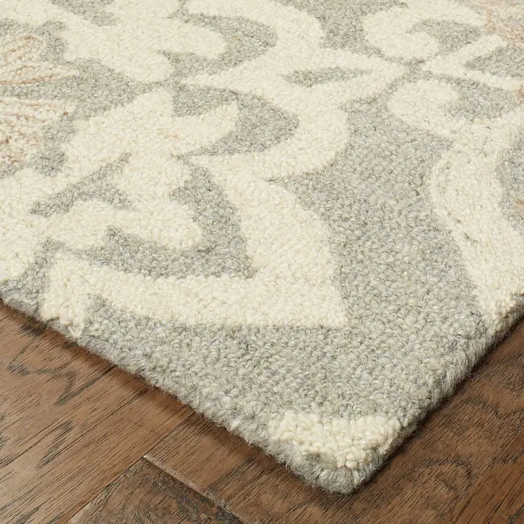 5' X 8' Gray And Sand Wool Geometric Hand Tufted Area Rug