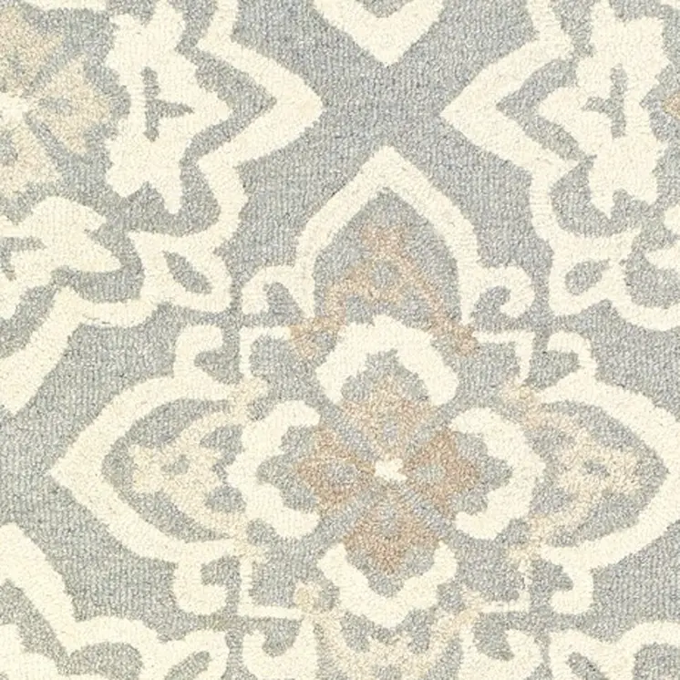 8' Gray And Sand Wool Geometric Hand Tufted Runner Rug