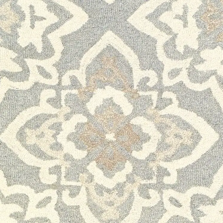 8' Gray And Sand Wool Geometric Hand Tufted Runner Rug