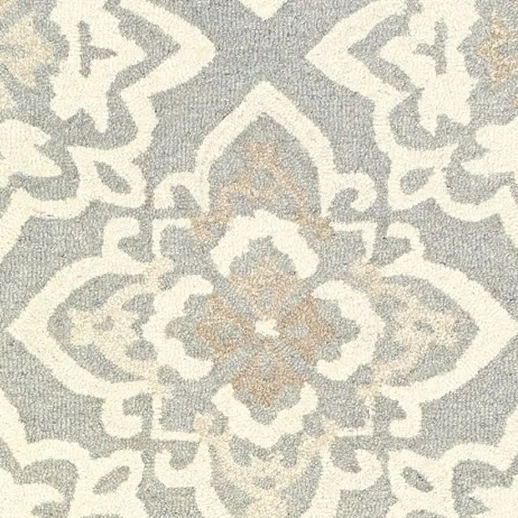 8' Gray And Sand Wool Geometric Hand Tufted Runner Rug