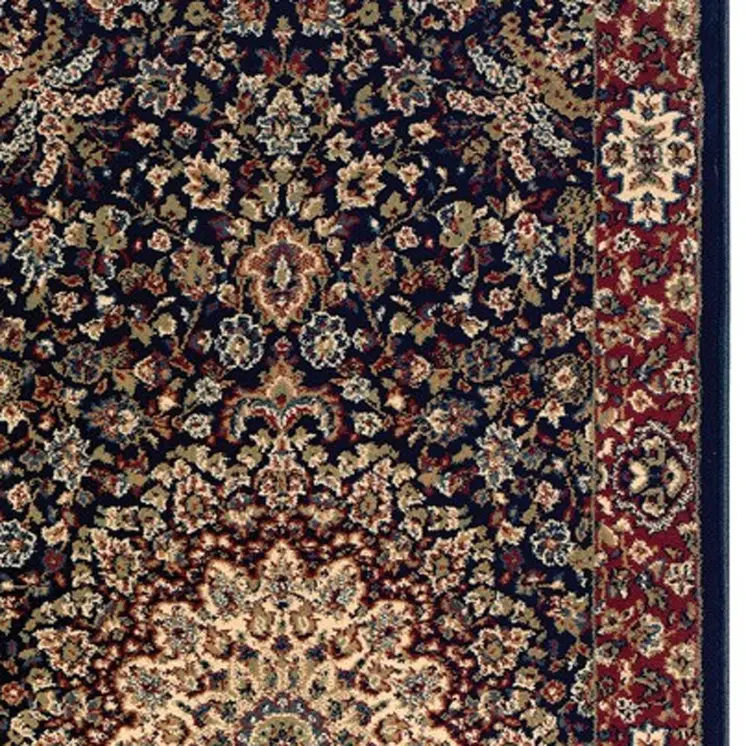 8' Blue And Red Oriental Runner Rug