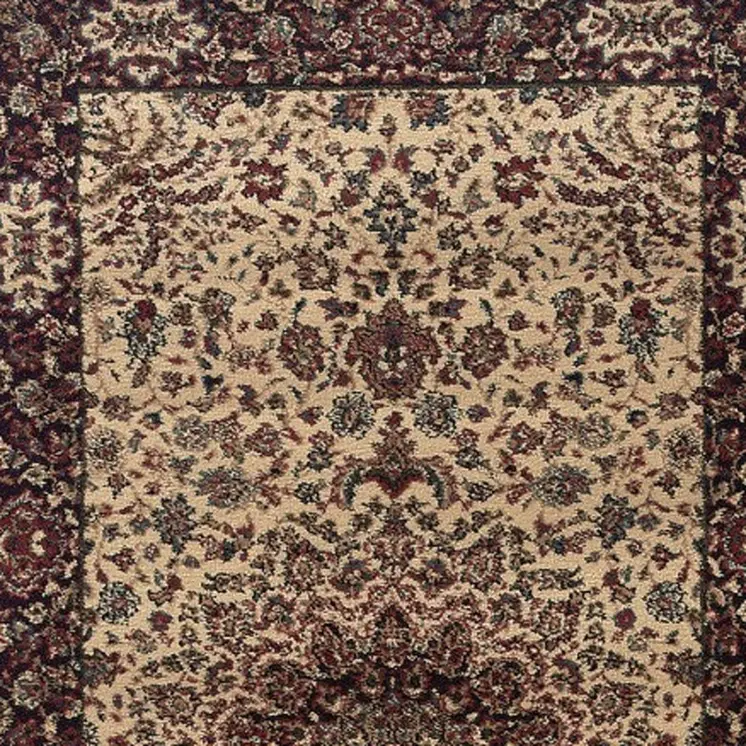 8' Ivory And Black Oriental Runner Rug