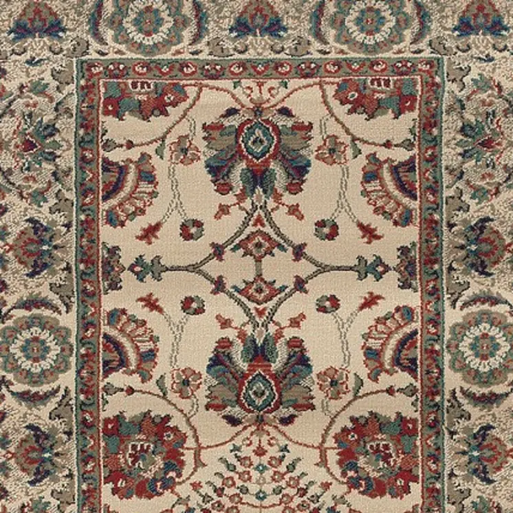 8' Ivory And Red Floral Runner Rug