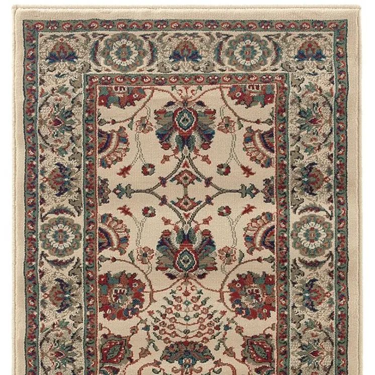 8' Ivory And Red Floral Runner Rug