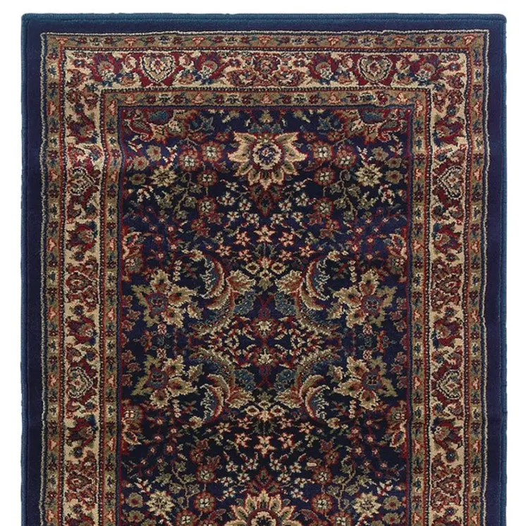 8' Blue And Red Oriental Runner Rug