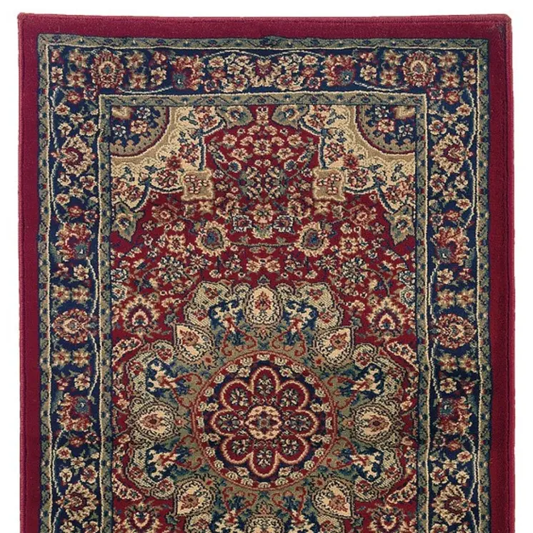 8' Red And Blue Oriental Runner Rug