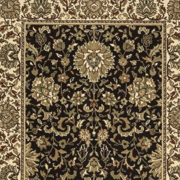 8' Brown And Ivory Oriental Runner Rug