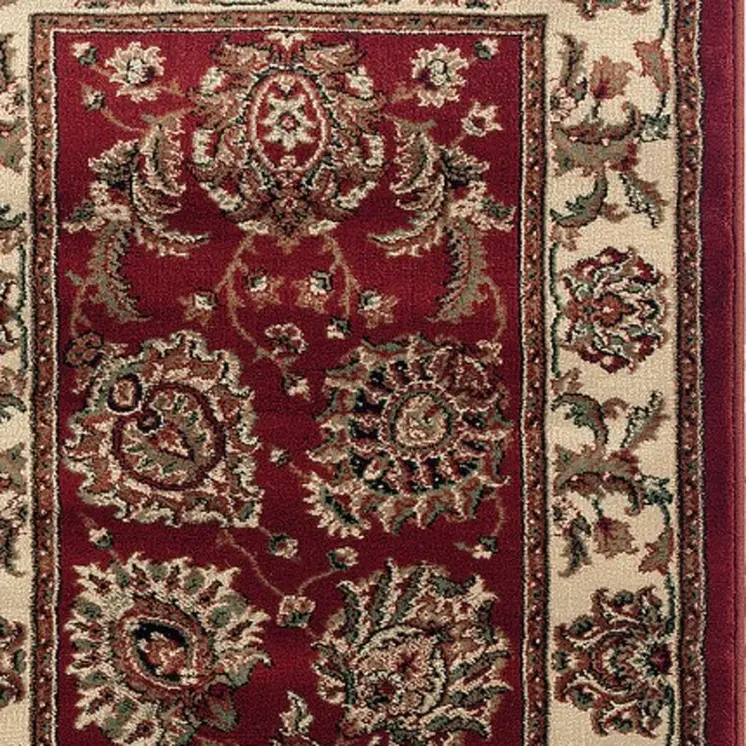8' Red And Ivory Oriental Runner Rug