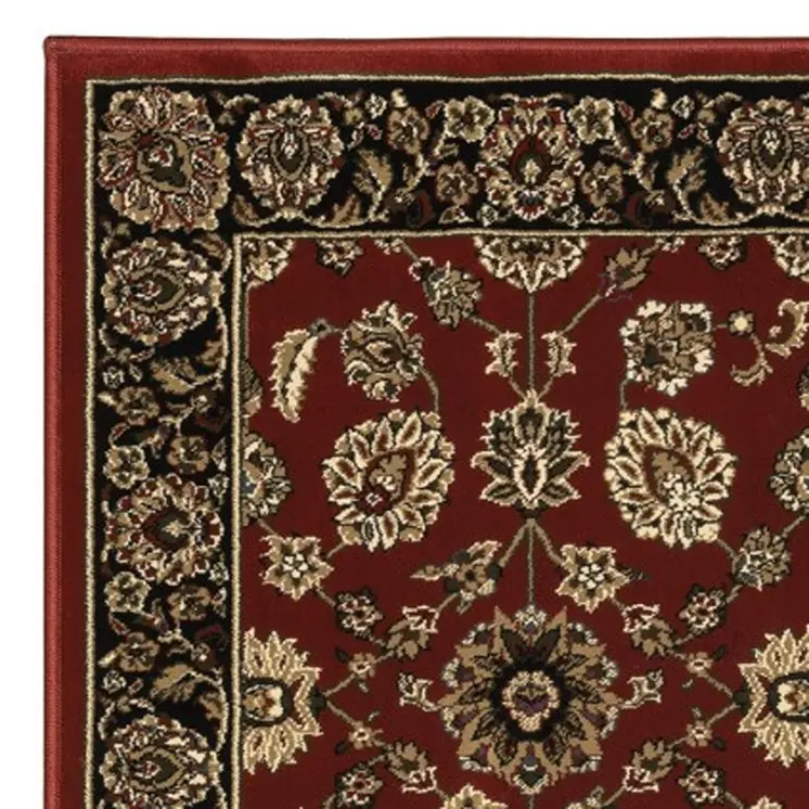 8' Red And Black Oriental Runner Rug