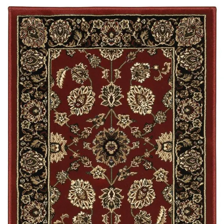 8' Red And Black Oriental Runner Rug