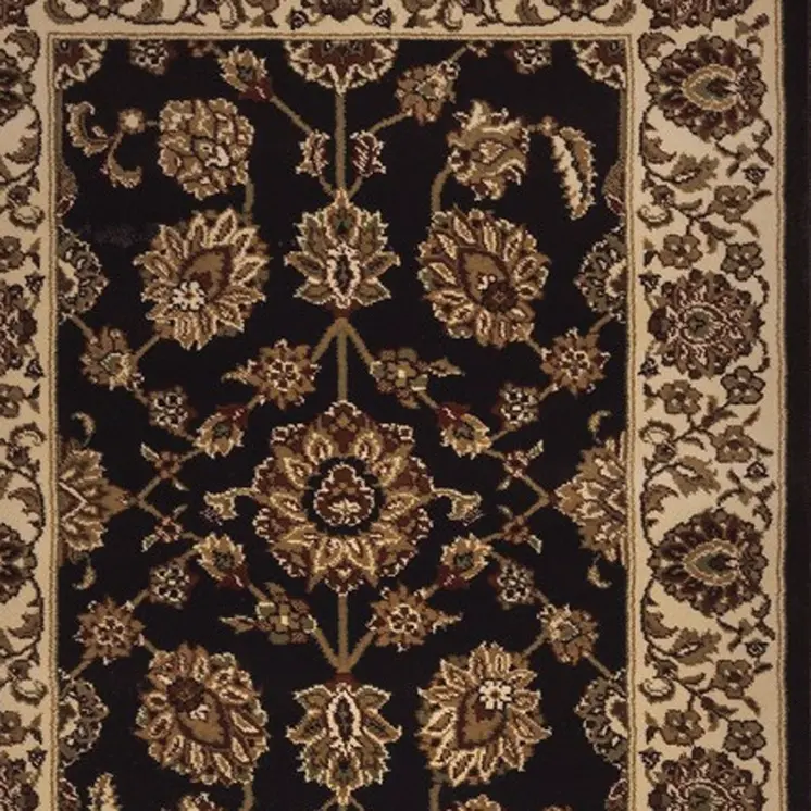 8' Brown And Ivory Oriental Runner Rug